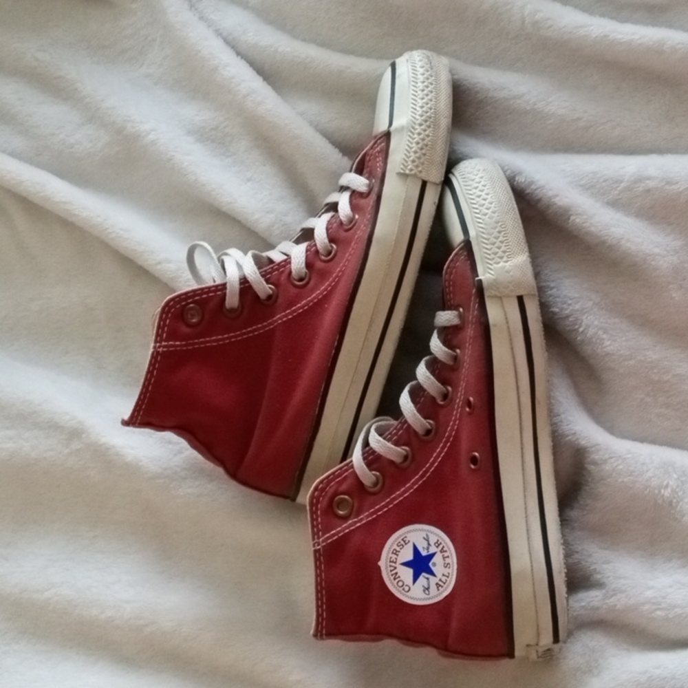 Brick Red Vintage 90's High Top Metal and Leather Converse